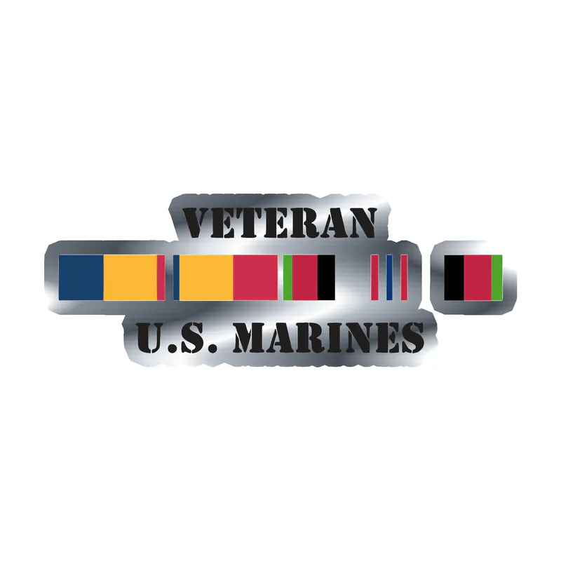 Marines Veteran Silver Chrome Vinyl Decal