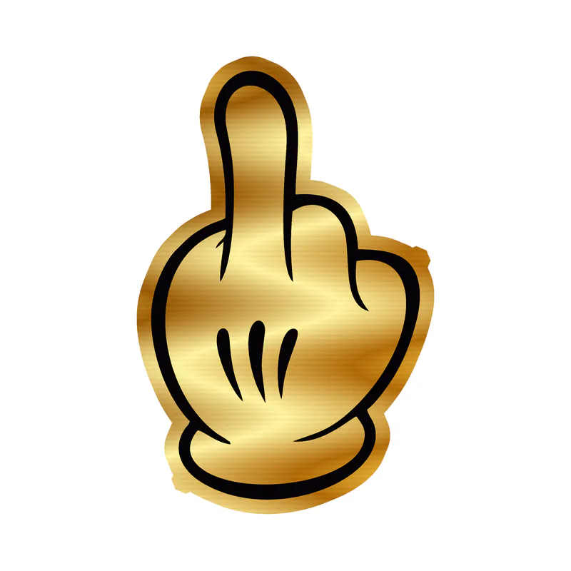 Mickey Middle Finger Gold Chrome Vinyl Sticker - Custom Size