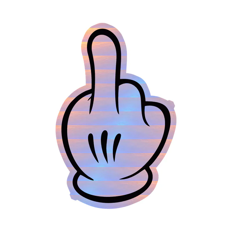 Mickey Middle Finger Holographic Vinyl Sticker - Custom Size