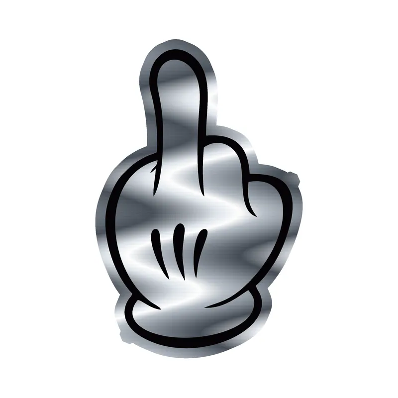 Mickey Middle Finger Silver Chrome Vinyl Sticker - Custom Size