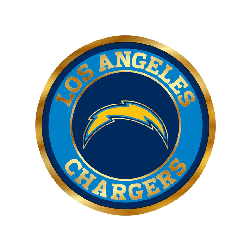 Los Angeles Chargers - Circle Logo - Gold Chrome Vinyl Sticker - Custom Size