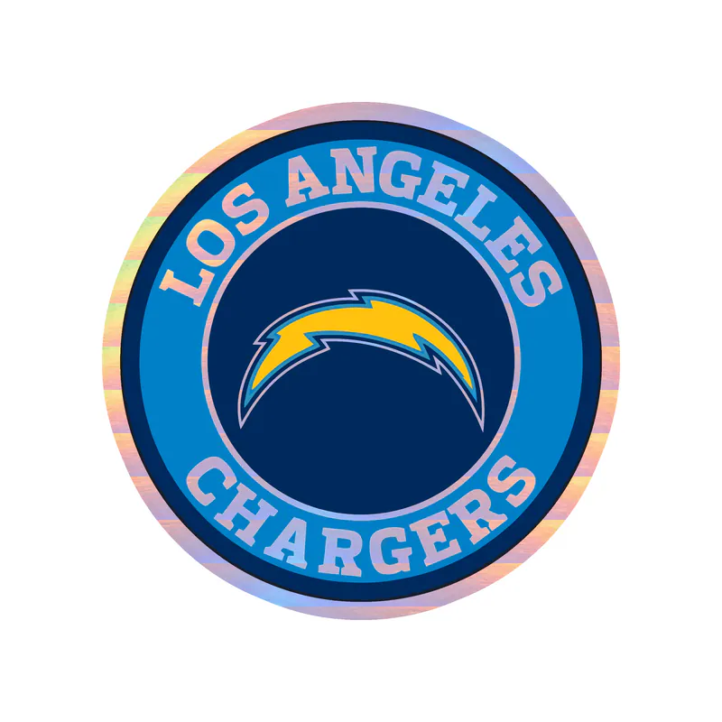 Los Angeles Chargers - Circle Logo - Holographic Vinyl Sticker - Custom Size