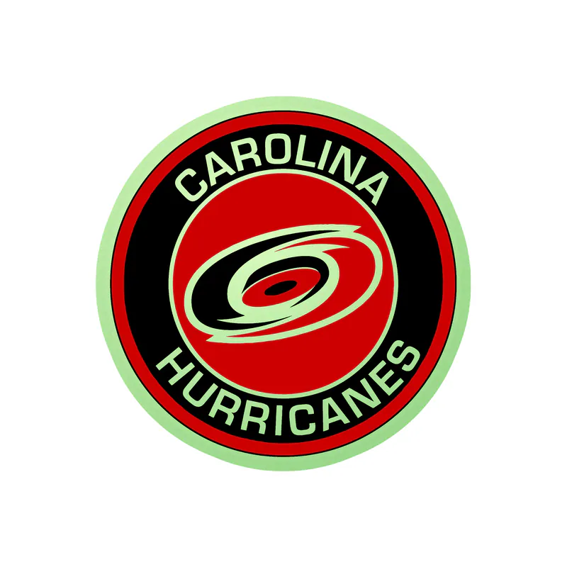 Carolina Hurricanes - Circle With Name - Glow in the Dark Vinyl Sticker - Custom Size