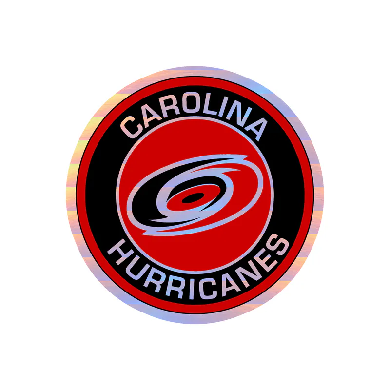 Carolina Hurricanes - Circle With Name - Holographic Vinyl Sticker - Custom Size