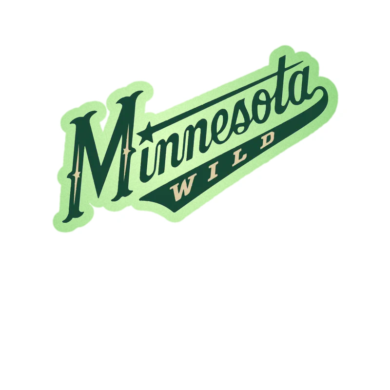 Minnesota Wild - Slanted Green Name - Glow in the Dark Vinyl Sticker - Custom Size