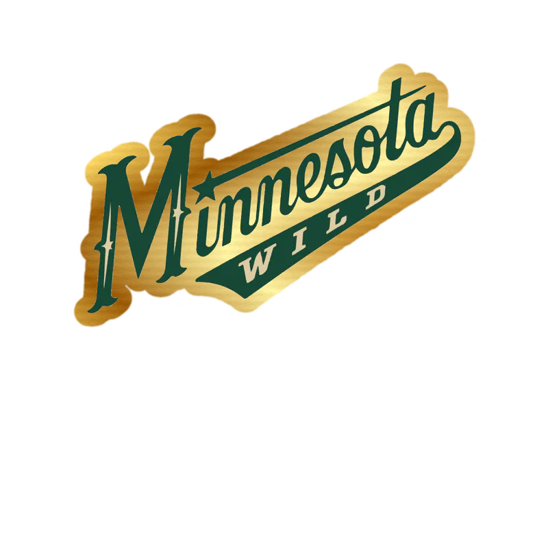 Minnesota Wild - Slanted Green Name - Gold Chrome Vinyl Sticker - Custom Size