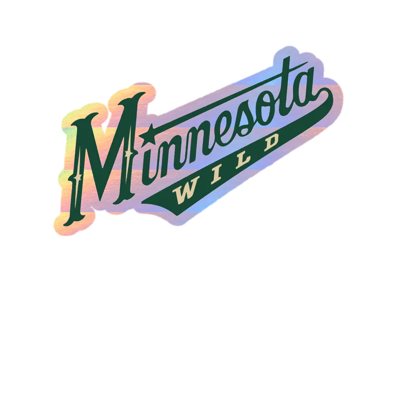 Minnesota Wild - Slanted Green Name - Holographic Vinyl Sticker - Custom Size
