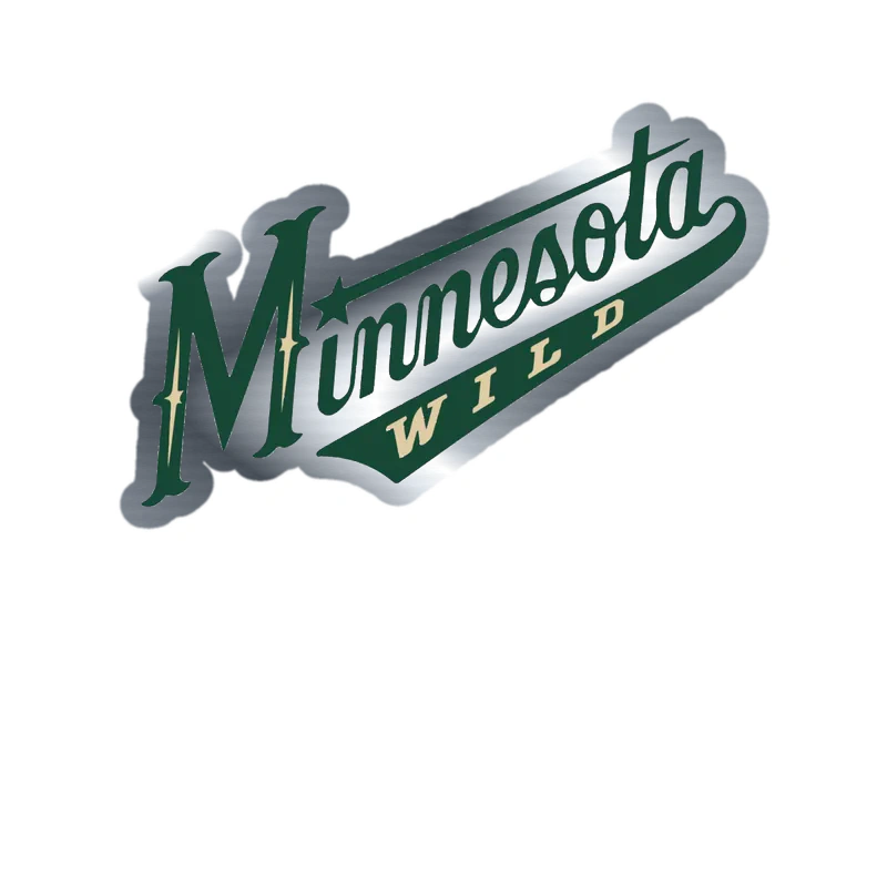 Minnesota Wild - Slanted Green Name - Silver Chrome Vinyl Sticker - Custom Size
