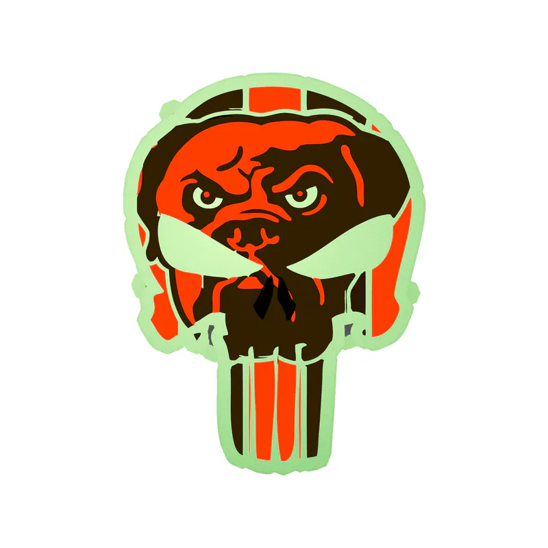 Cleveland Browns - Skull - Image 2 - Glow in the Dark Vinyl Sticker - Custom Size