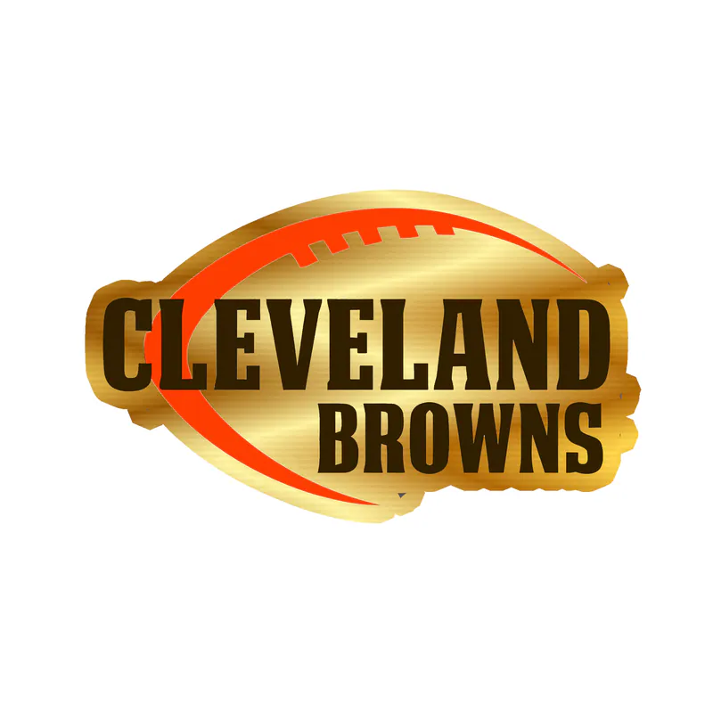 Cleveland Browns - Football with Name - Gold Chrome Vinyl Sticker - Custom Size