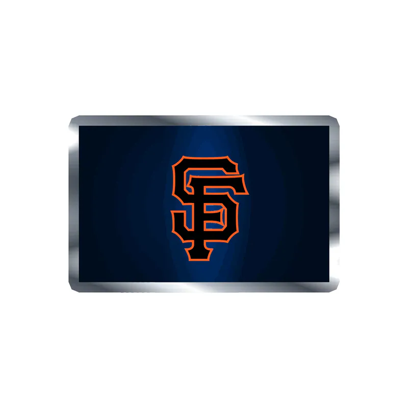 San Francisco Giants - Blue Background With SF - Silver Chrome Vinyl Sticker - Custom Size