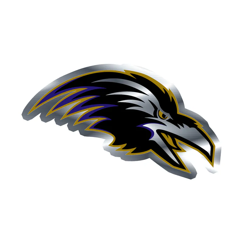 Baltimore Ravens - Raven Side Profile - Silver Chrome Vinyl Sticker - Custom Size