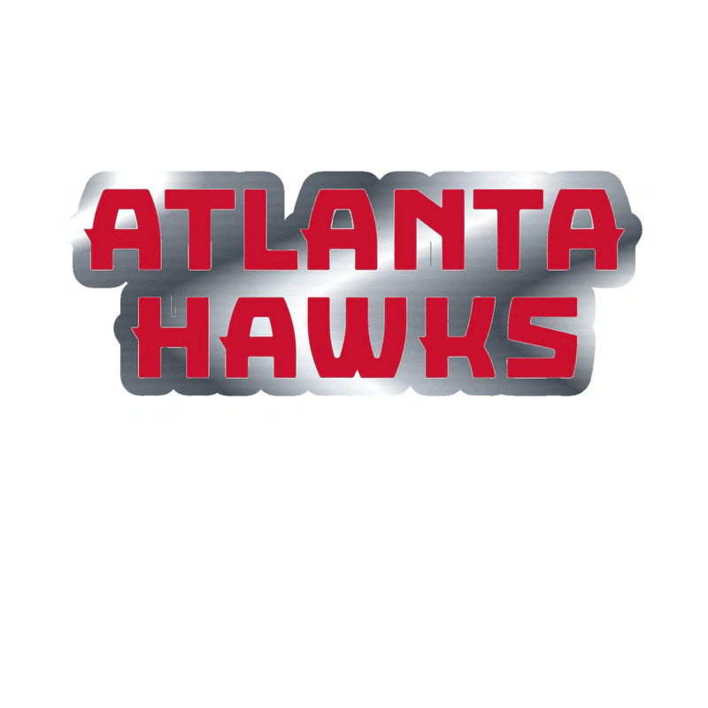 Atlanta Hawks - Name - Silver Chrome Vinyl Sticker - Custom Size