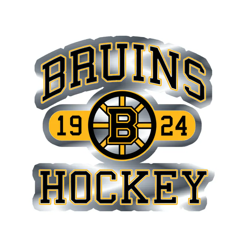 Boston Bruins - Bruins Hockey 1924 - Silver Chrome Vinyl Sticker - Custom Size