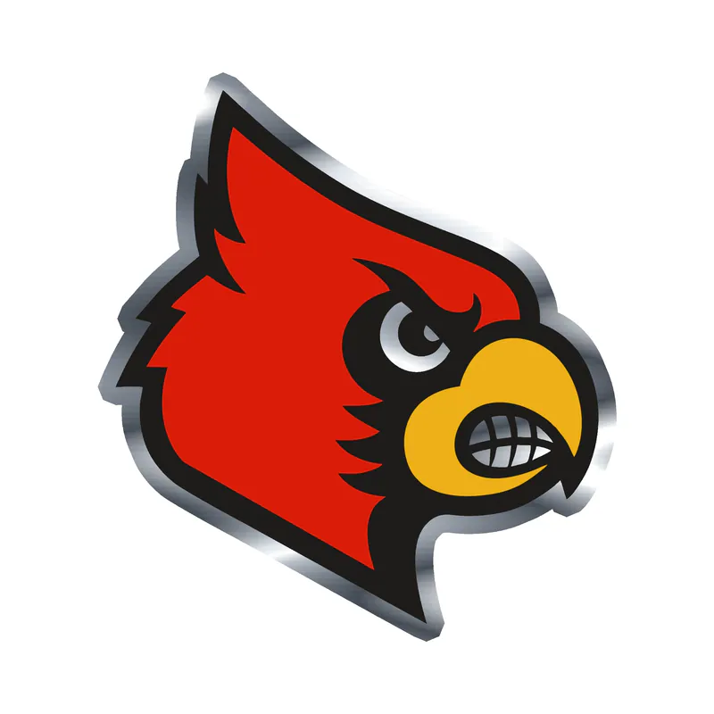 University of Louisville - Cardinal Head - Silver Chrome Vinyl Decal - Custom Size