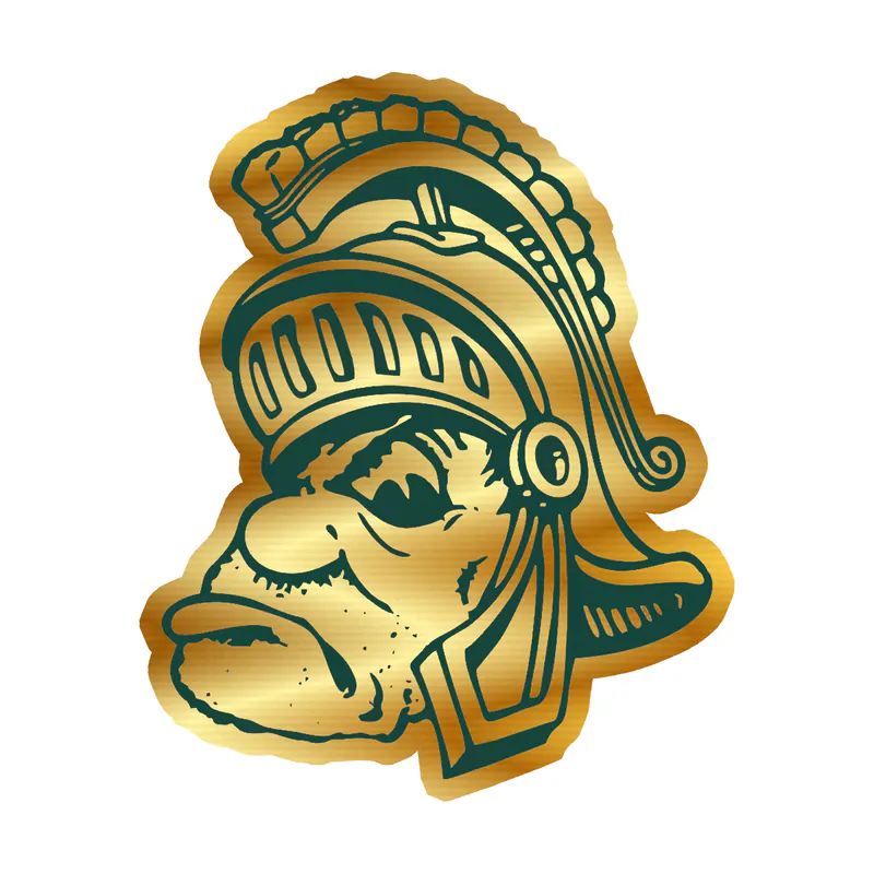 Michigan State Spartans- Sparty - Gold Chrome Vinyl Decal - Custom Size