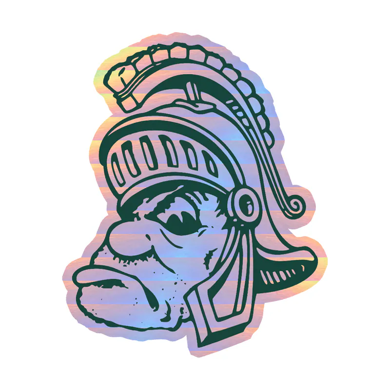 Michigan State Spartans- Sparty - Holographic Vinyl Decal - Custom Size
