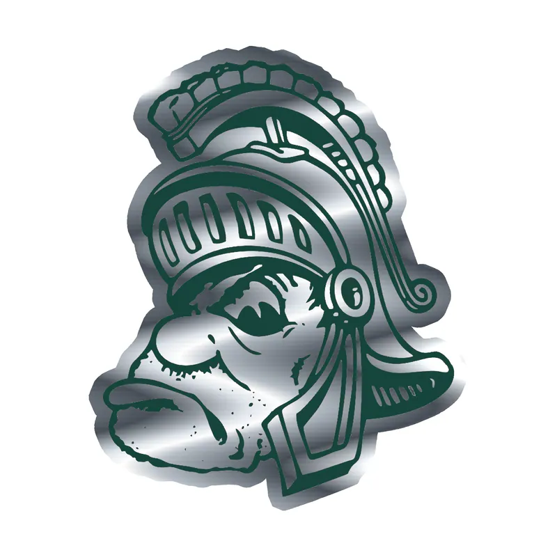 Michigan State Spartans- Sparty - Silver Chrome Vinyl Decal - Custom Size