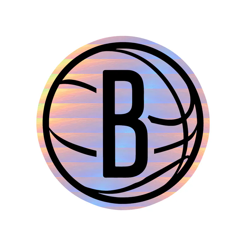 Brooklyn Nets - Basketball Hoop With Nets- Basketball With B- Holographic Vinyl Sticker - Custom Size
