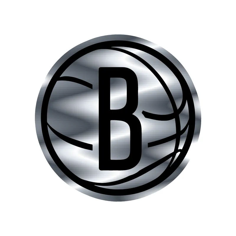 Brooklyn Nets - Basketball Hoop With Nets- Basketball With B- Silver Chrome Vinyl Sticker - Custom Size
