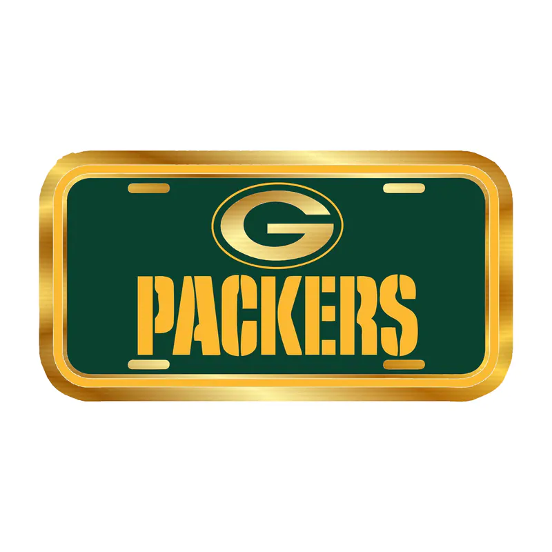 Green Bay Packers - Plates - Gold Chrome Vinyl Sticker - Custom Size