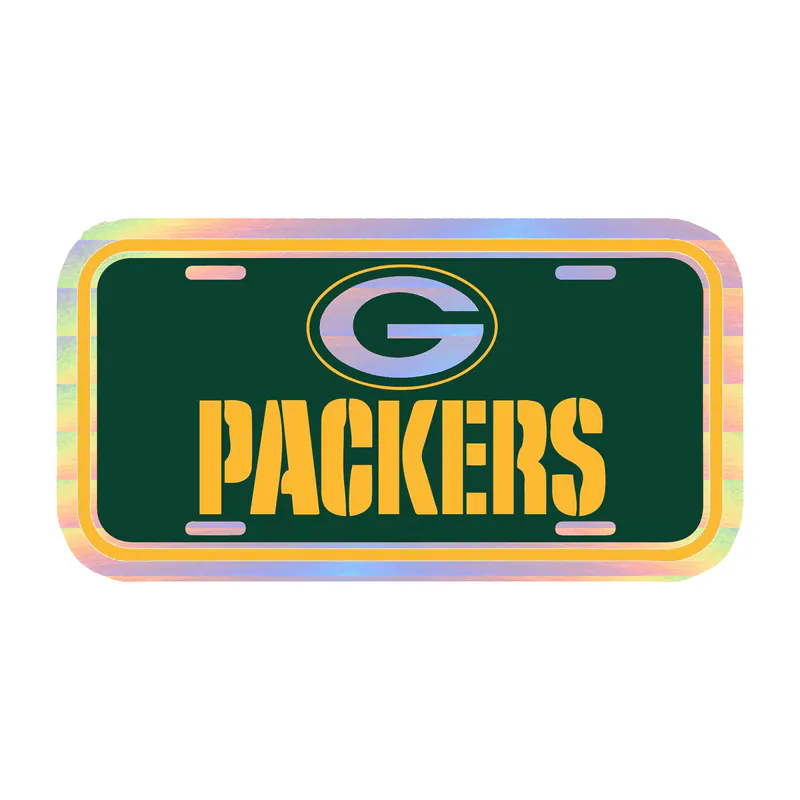 Green Bay Packers - Plates - Holographic Vinyl Sticker - Custom Size