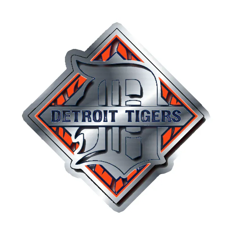 Detroit Tigers - Plate - Silver Chrome Vinyl Sticker - Custom Size
