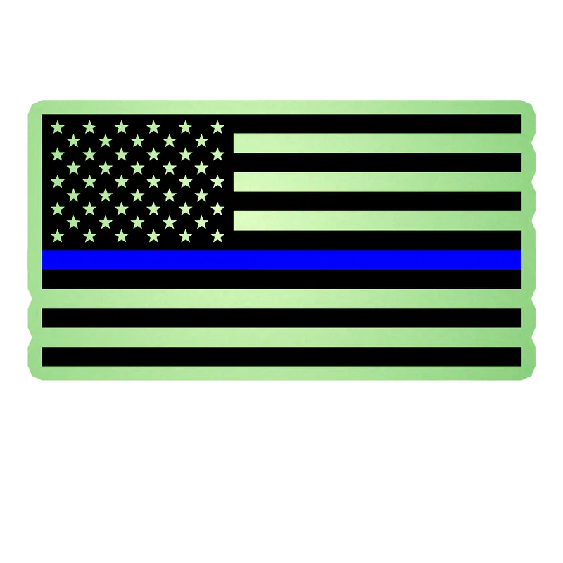 Blue Line American Flag Glow in the Dark Vinyl Decal - custom size