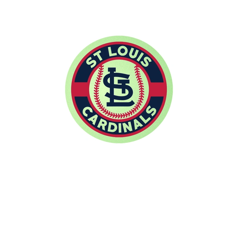 St. Louis Cardinals - Circle With Baseball In Middle - Glow in the Dark Vinyl Sticker - Custom Size