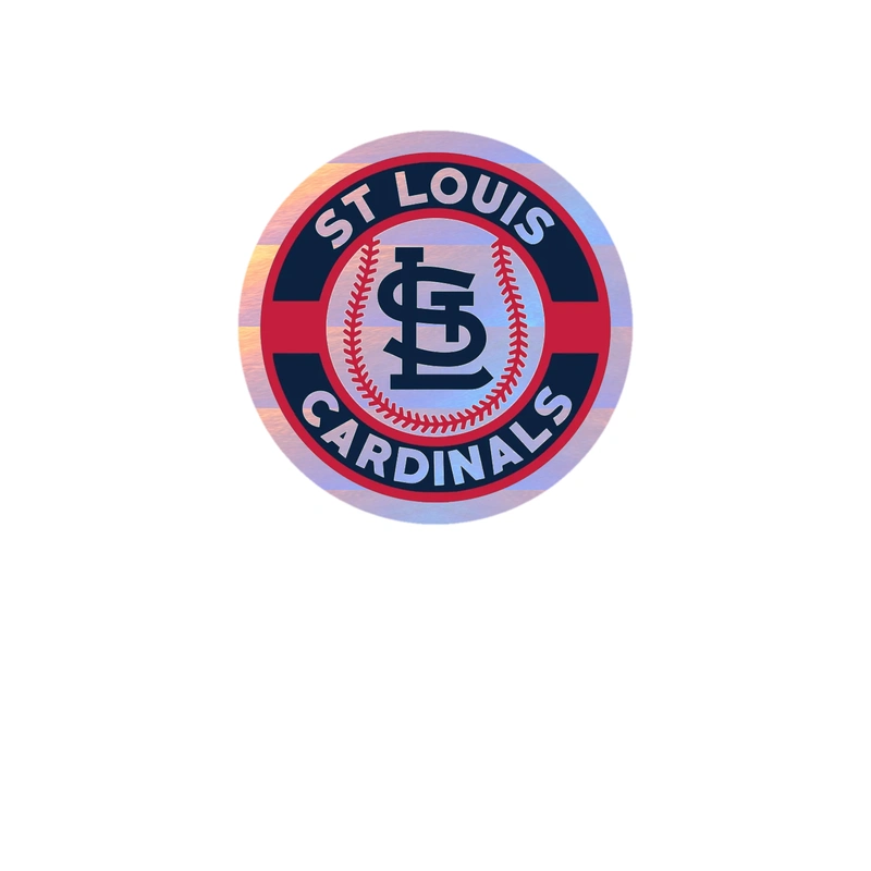 St. Louis Cardinals - Circle With Baseball In Middle - Holographic Vinyl Sticker - Custom Size