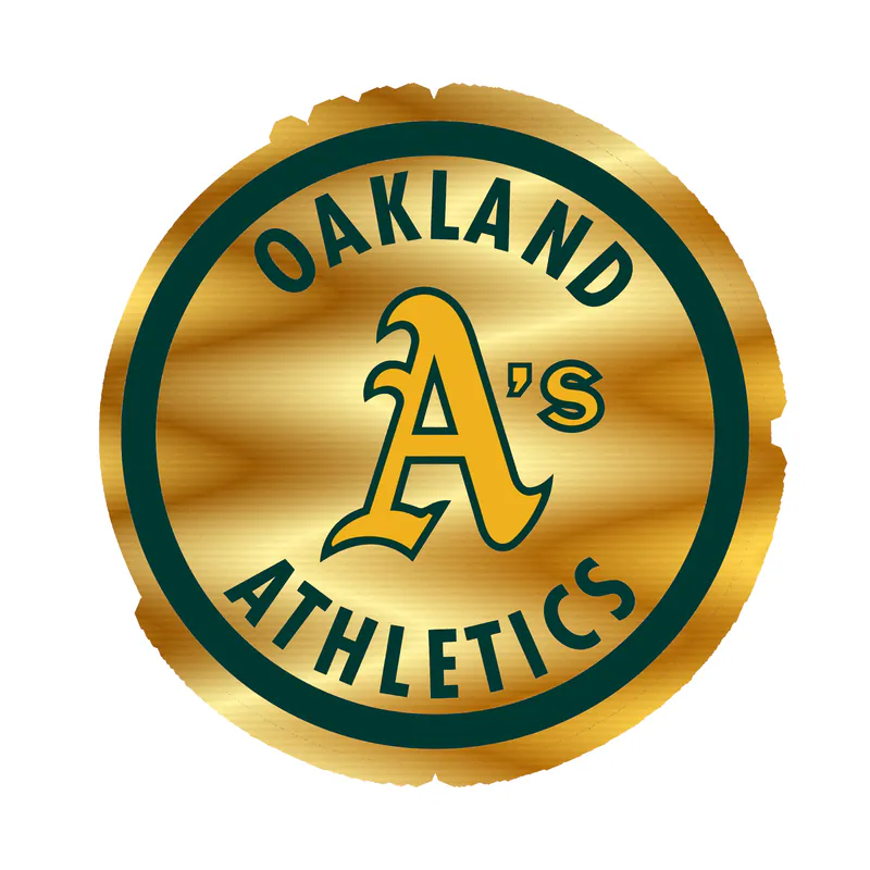 Oakland Athletics - White Circle With Name - Gold Chrome Vinyl Sticker - Custom Size
