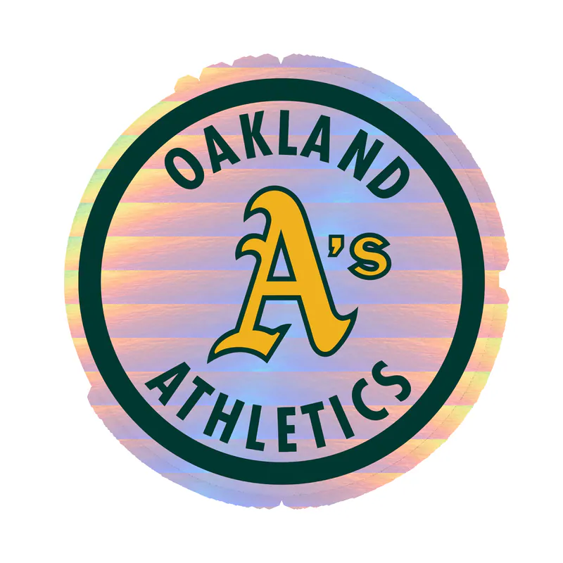Oakland Athletics - White Circle With Name - Holographic Vinyl Sticker - Custom Size