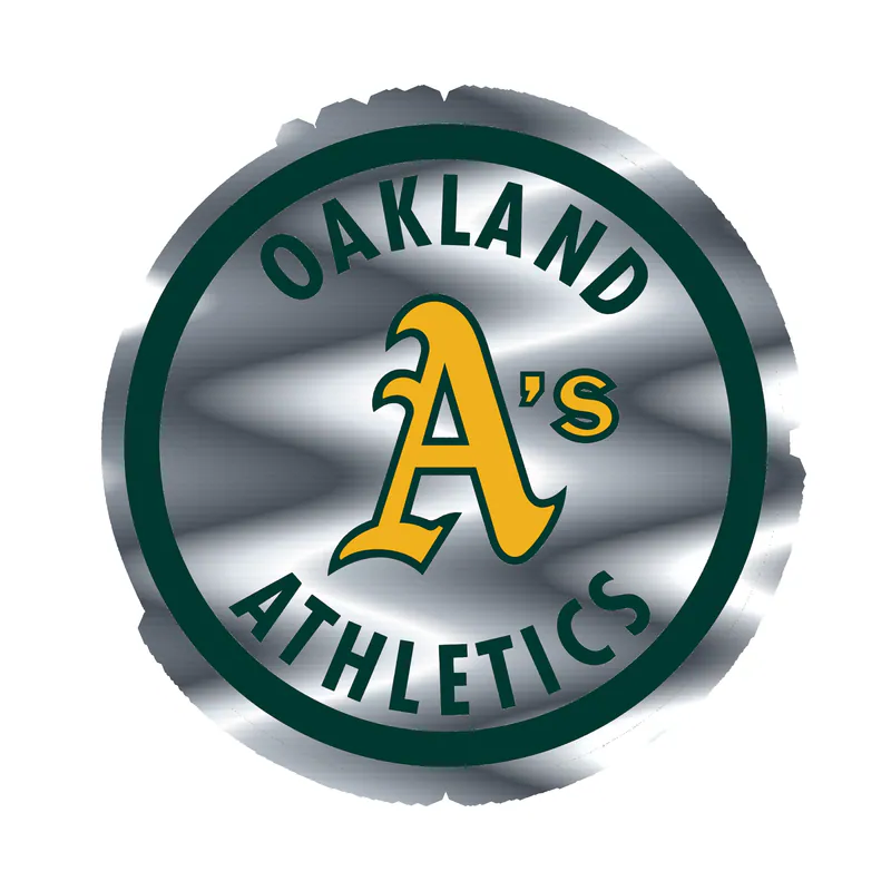 Oakland Athletics - White Circle With Name - Silver Chrome Vinyl Sticker - Custom Size