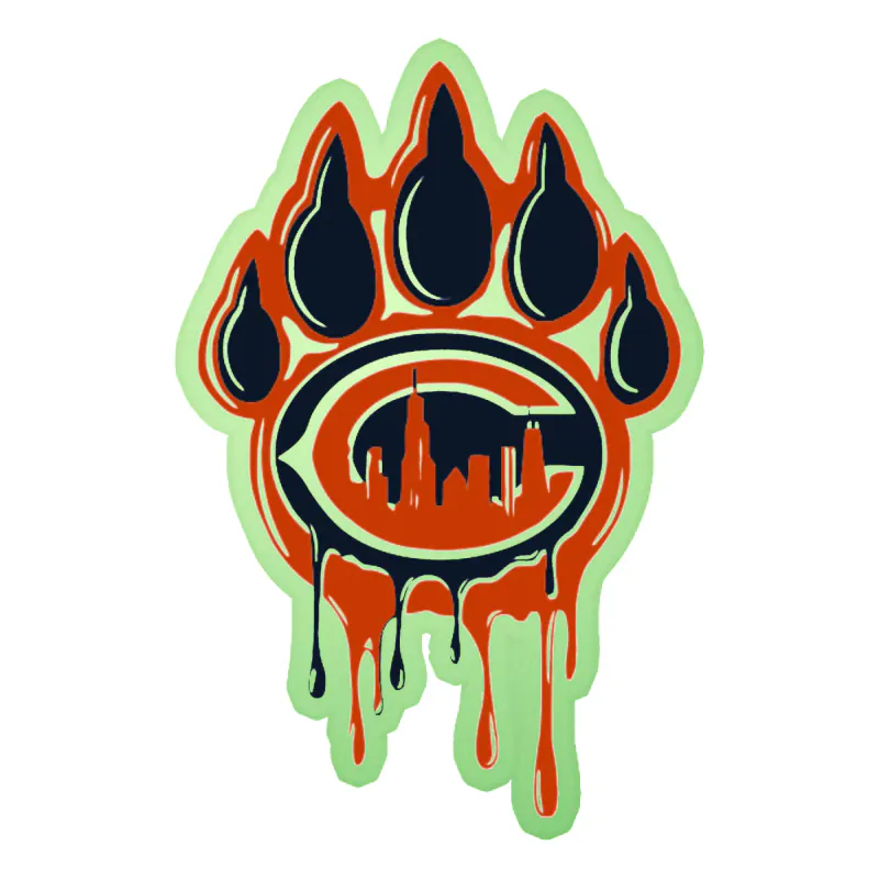 Chicago Bears - Bear Head - Image 2 - Glow in the Dark Vinyl Sticker - Custom Size