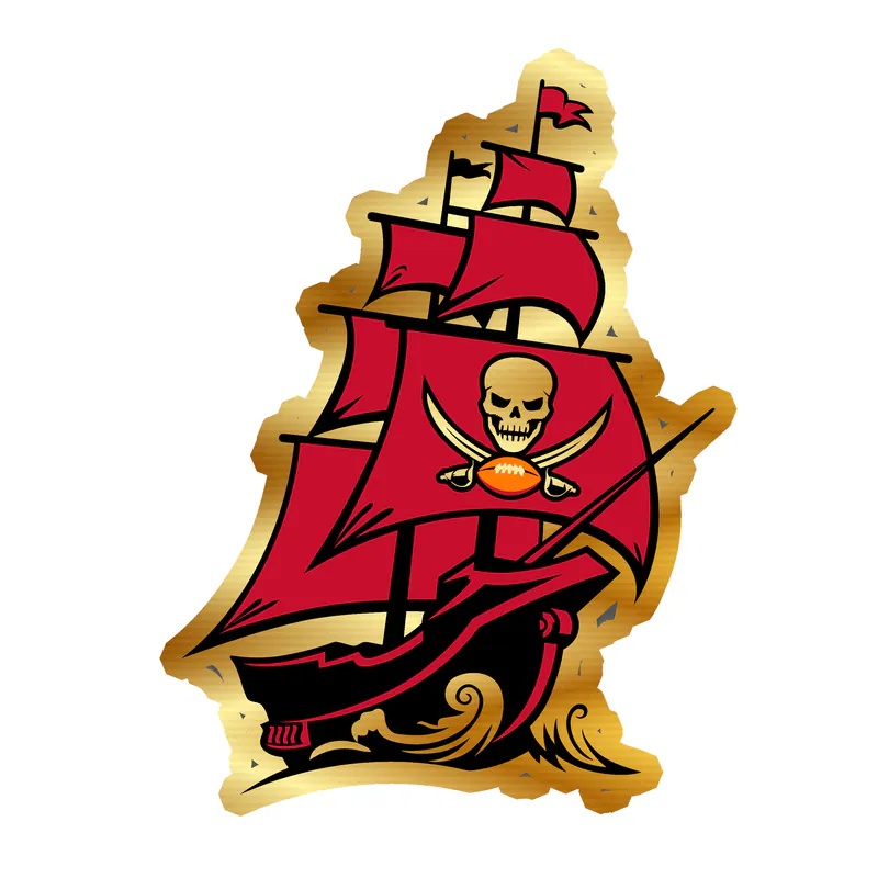 Tampa Bay Buccaneers - Ship - Gold Chrome Vinyl Sticker - Custom Size