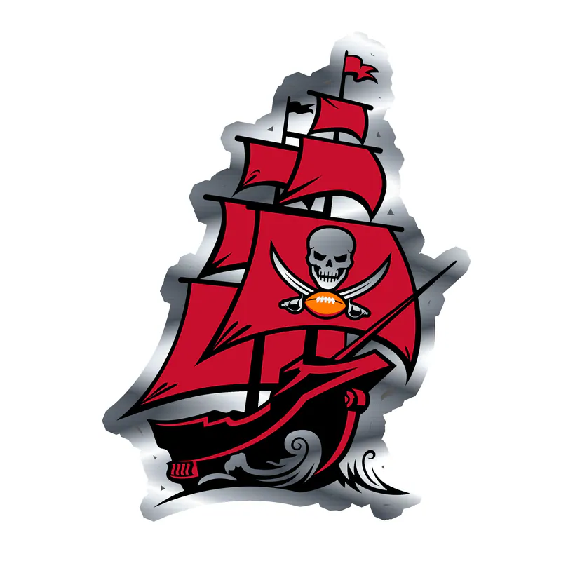 Tampa Bay Buccaneers - Ship - Silver Chrome Vinyl Sticker - Custom Size