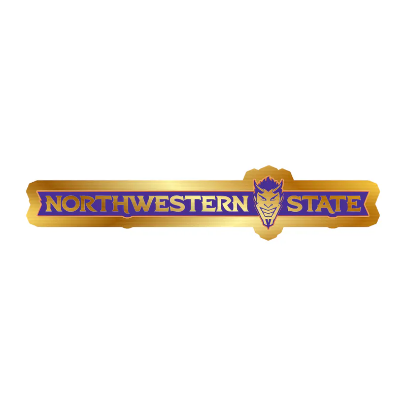 Northwestern State - Name With Head - Gold Chrome Vinyl Decal - Custom Size