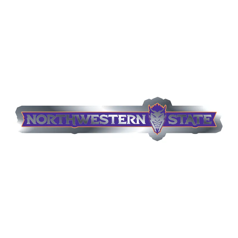 Northwestern State - Name With Head - Silver Chrome Vinyl Decal - Custom Size