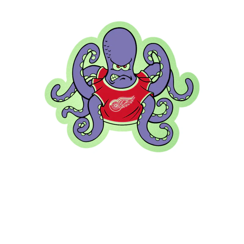 Detroit Red Wings - Octopus - Glow in the Dark Vinyl Sticker - Custom Size