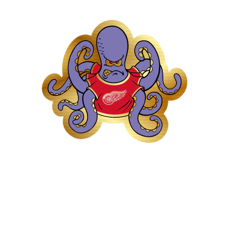 Detroit Red Wings - Octopus - Gold Chrome Vinyl Sticker - Custom Size