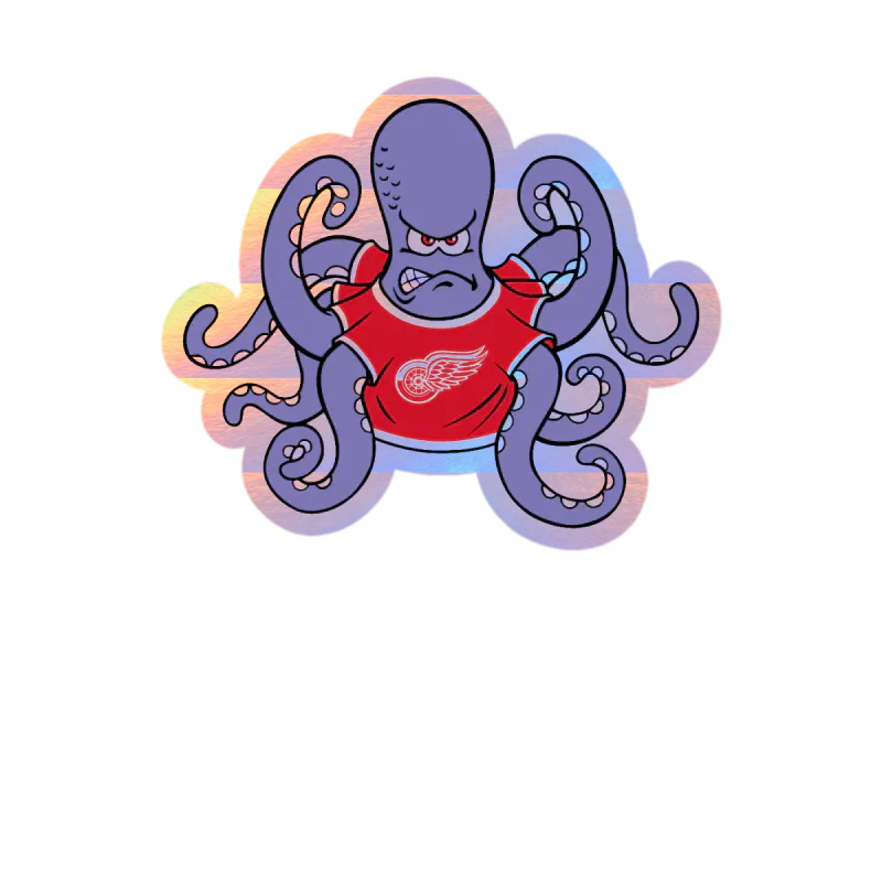 Detroit Red Wings - Octopus - Holographic Vinyl Sticker - Custom Size