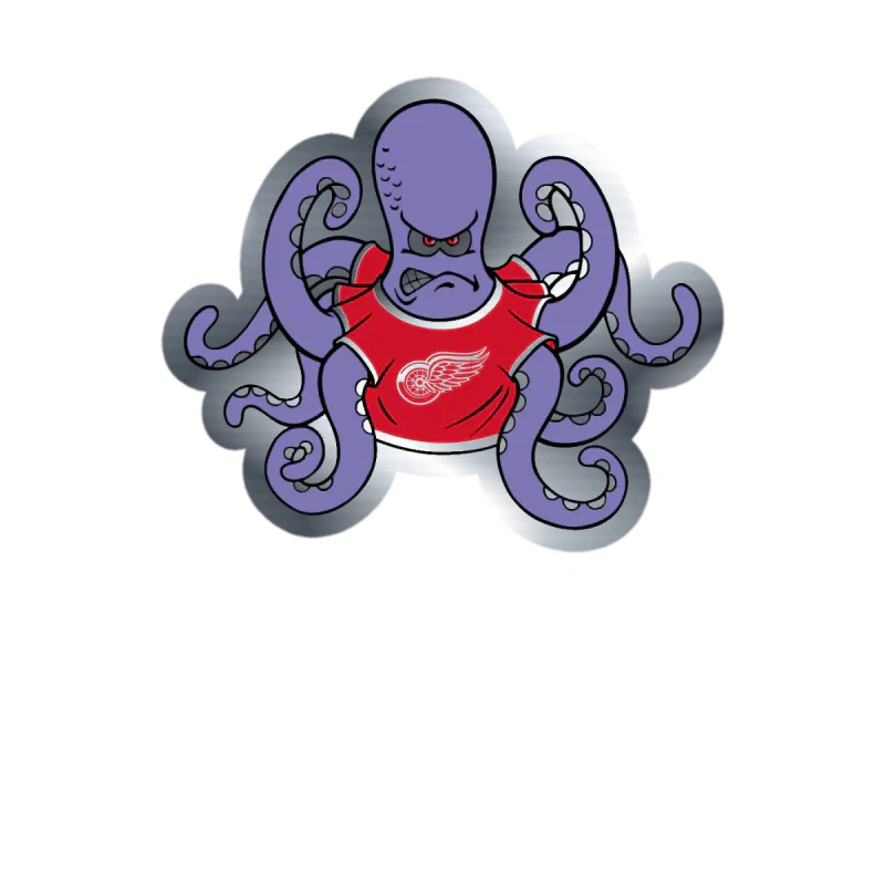 Detroit Red Wings - Octopus - Silver Chrome Vinyl Sticker - Custom Size
