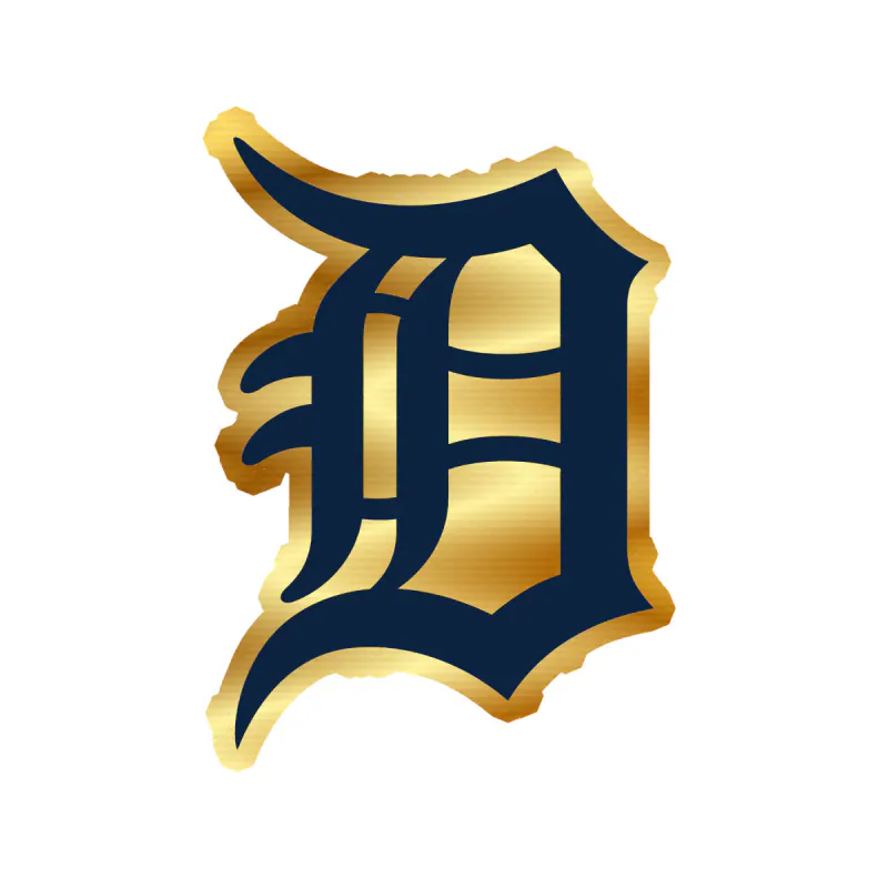 Detroit Tigers - Blue D - Gold Chrome Vinyl Sticker - Custom Size