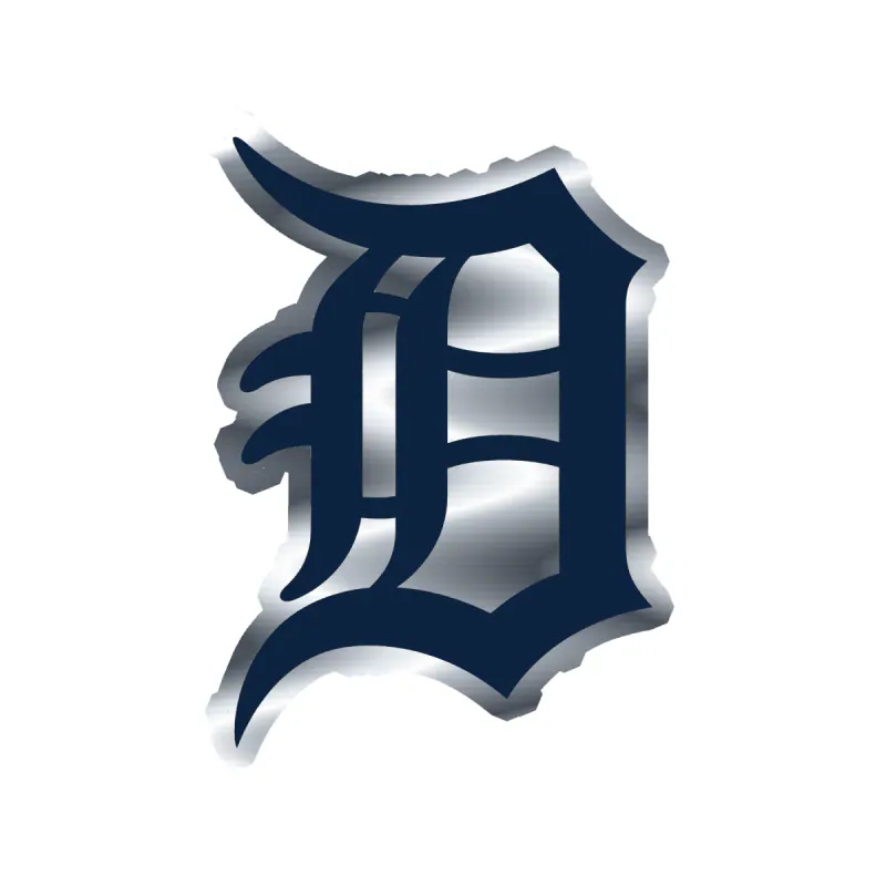 Detroit Tigers - Blue D - Silver Chrome Vinyl Sticker - Custom Size