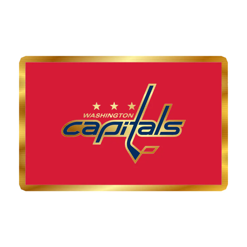 Washington Capitals - Red Rectangle With Name - Gold Chrome Vinyl Sticker - Custom Size