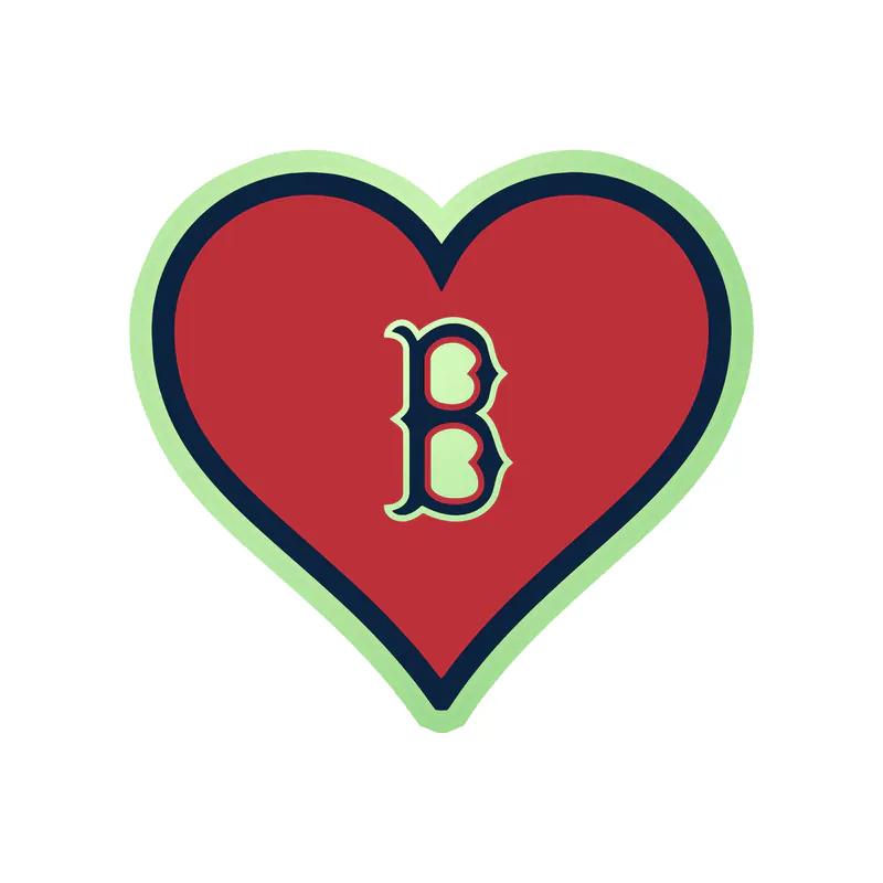 Boston Red Sox - Red Heart - Glow in the Dark Vinyl Sticker - Custom Size