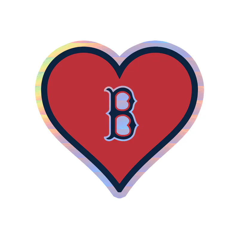 Boston Red Sox - Red Heart - Holographic Vinyl Sticker - Custom Size