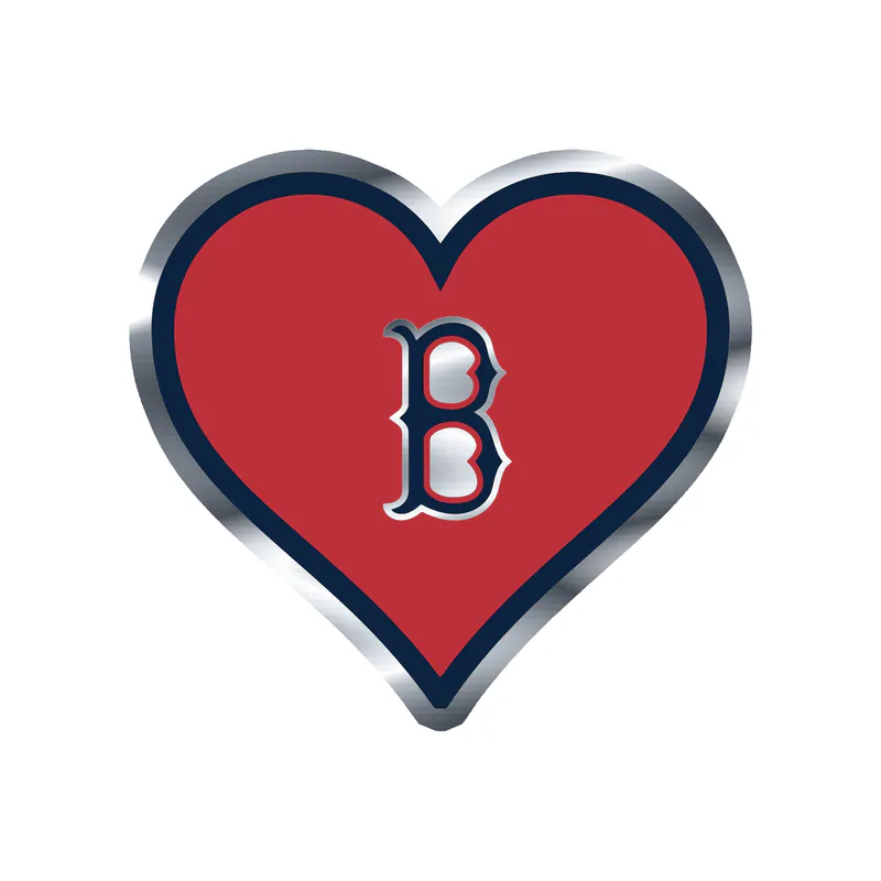Boston Red Sox - Red Heart - Silver Chrome Vinyl Sticker - Custom Size