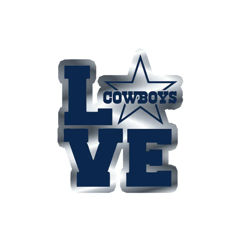 Dallas Cowboys - Love - Image 1 - Silver Chrome Vinyl Sticker - Custom Size