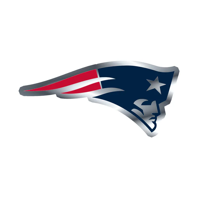 New England Patriots Head Silver Chrome Vinyl Sticker - Custom Size